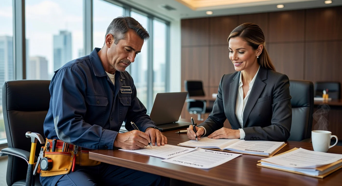 Home service owner comparing 1099 contractor vs employee classification